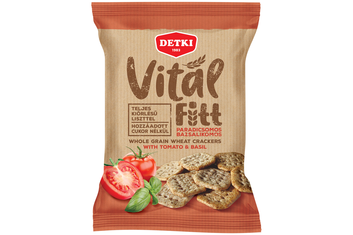 VitalFitt paradicsomos-bazsalikomos teljes kiőrlésű kréker cukor hozzáadása nélkül 100g